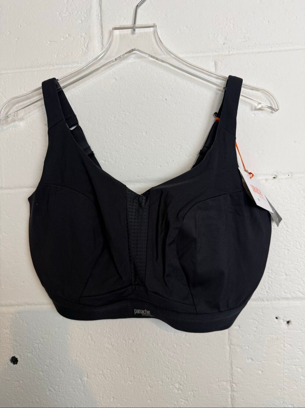 Panache Sport Endurance Non-Padded Sports Bra 36J Black High Impact NWT